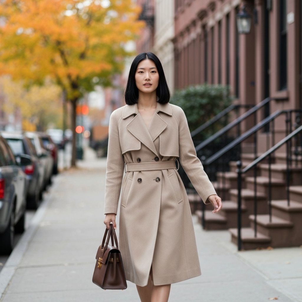 Fashion photography - woman in beige trench coat